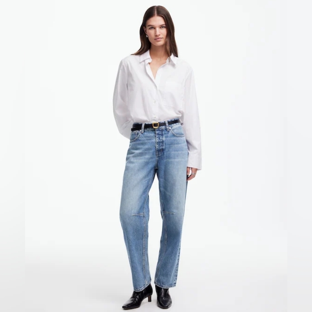 MADEWELL The Darted Barrel-Leg Jean Dobbins Wash High Rise Plus Size 32